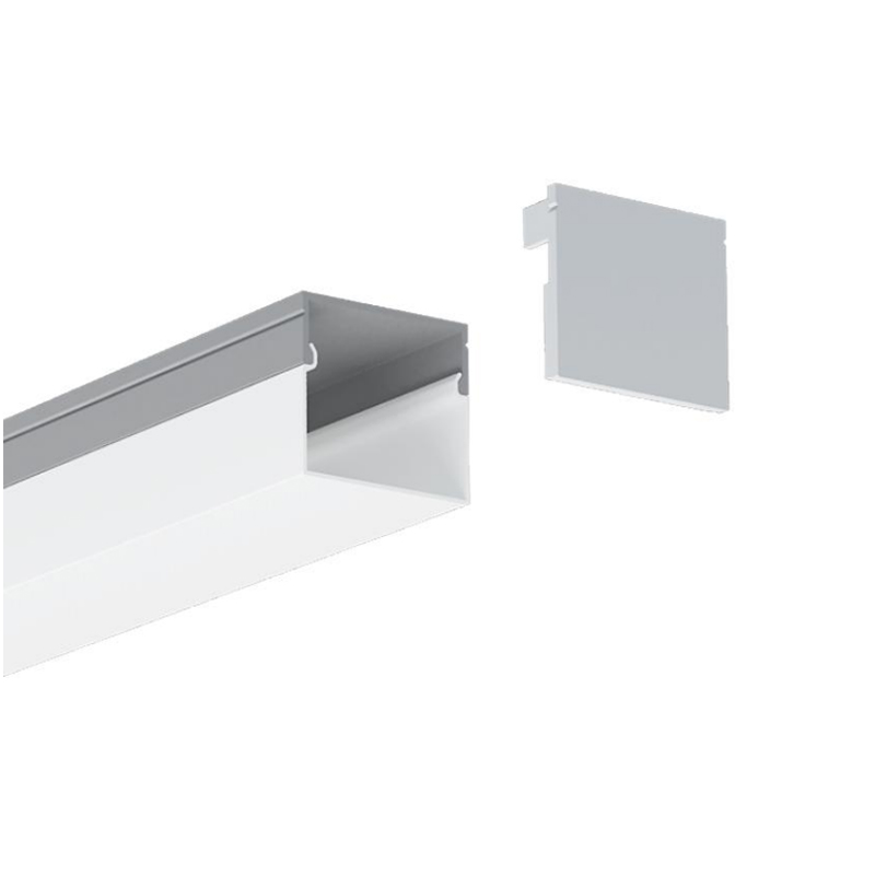 LED Diffuser Channel With Square PC Cover For 20mm 2835 Double Row LED